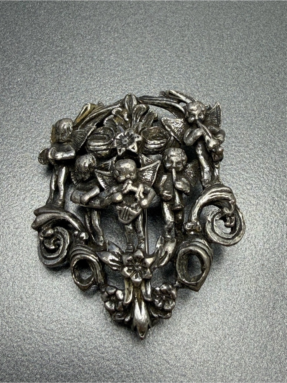 Vintage Rare Miracle Cherubs Brooch